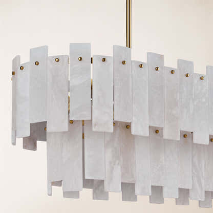 Nivislight Alabaster 2-Tier Rectangular Chandelier 101cm D