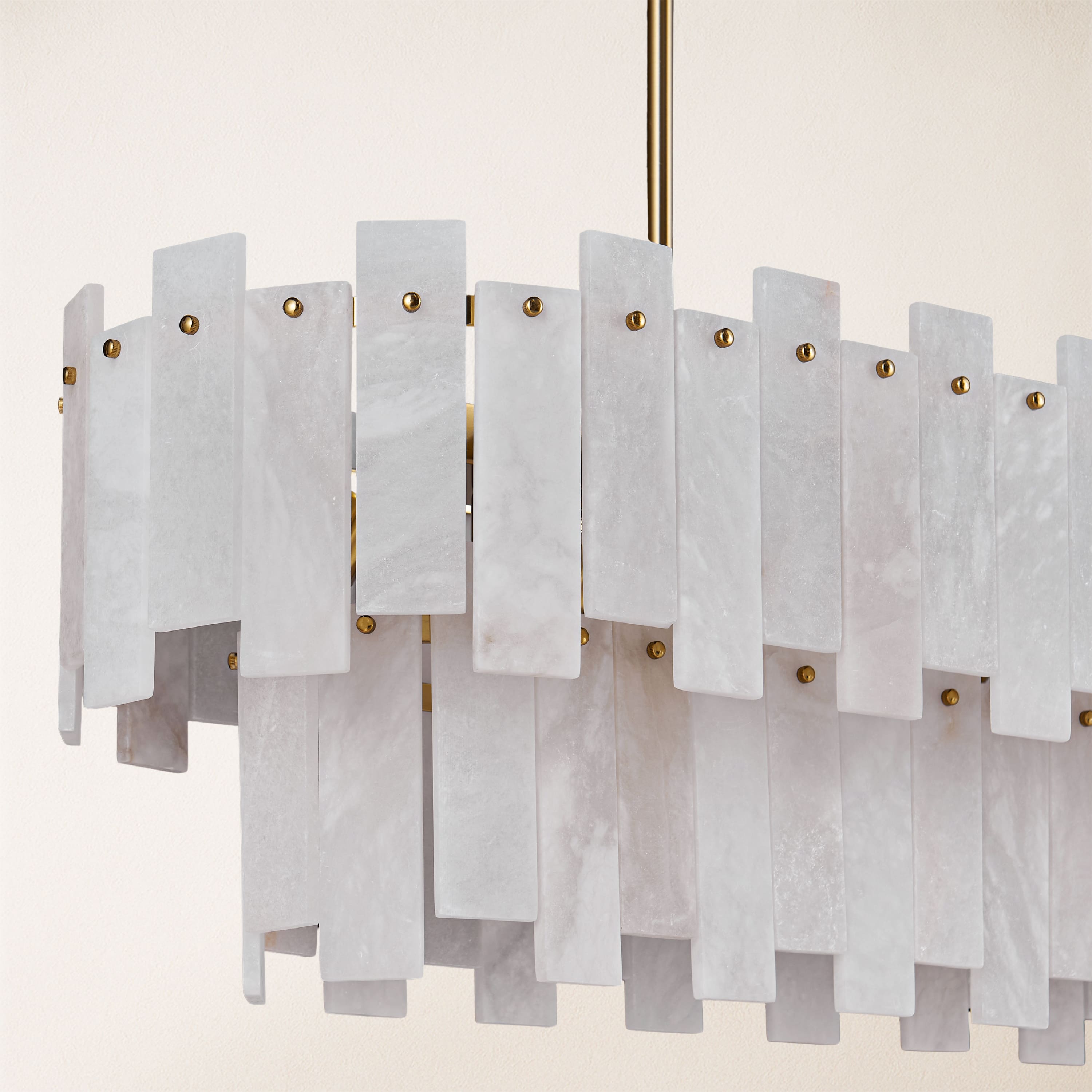 Nivislight Alabaster 2-Tier Rectangular Chandelier 101cm D