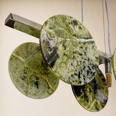 Pietra Green Marble Disc Linear Chandelier 47.2"W