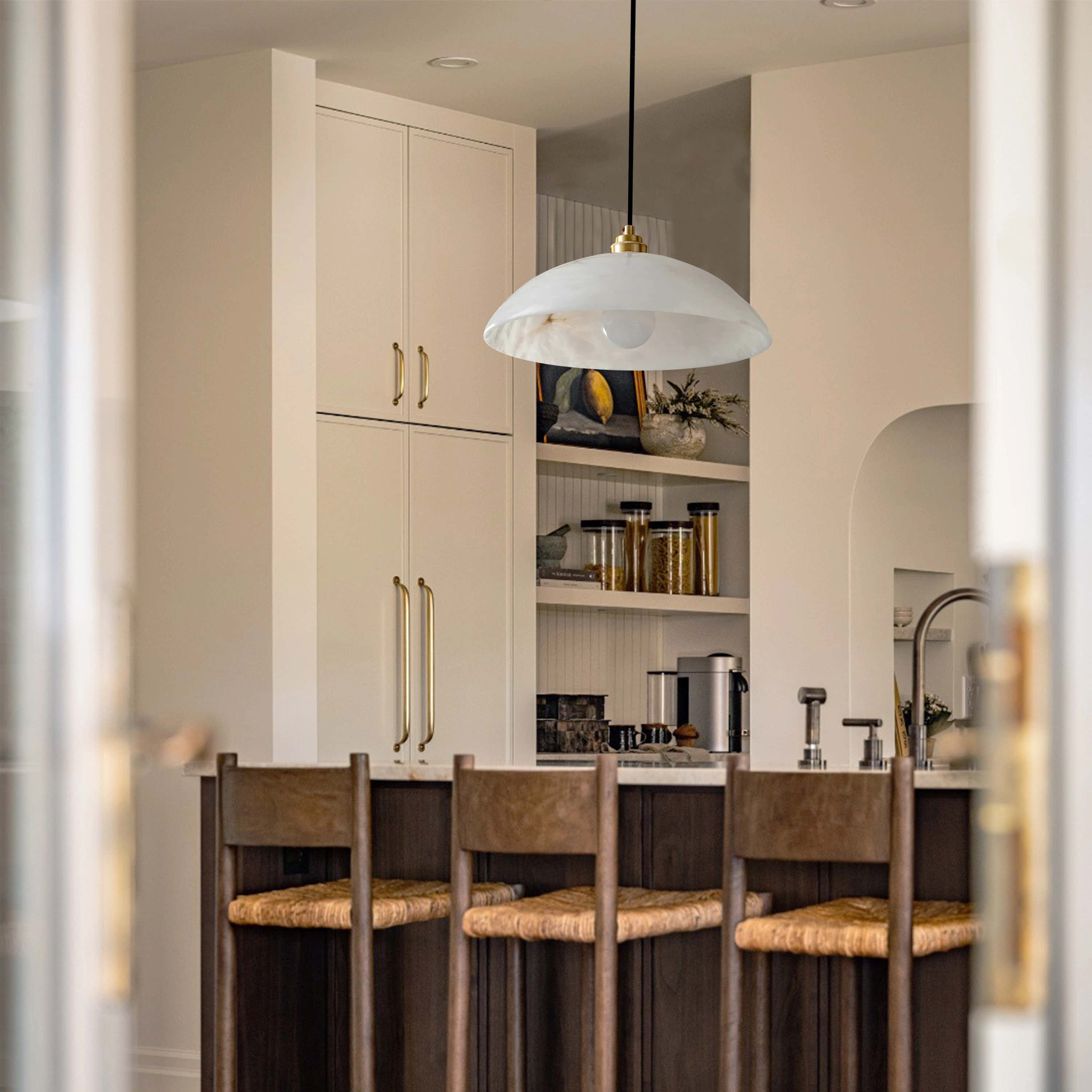 Dadaly Alabaster Modern Small Art Pendant 50.8cm D