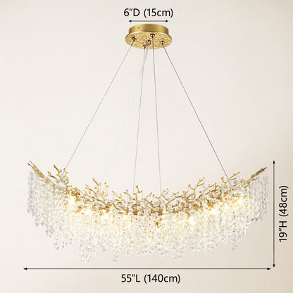 Lustre Branches Crystal Rectangular Chandelier 140cm W