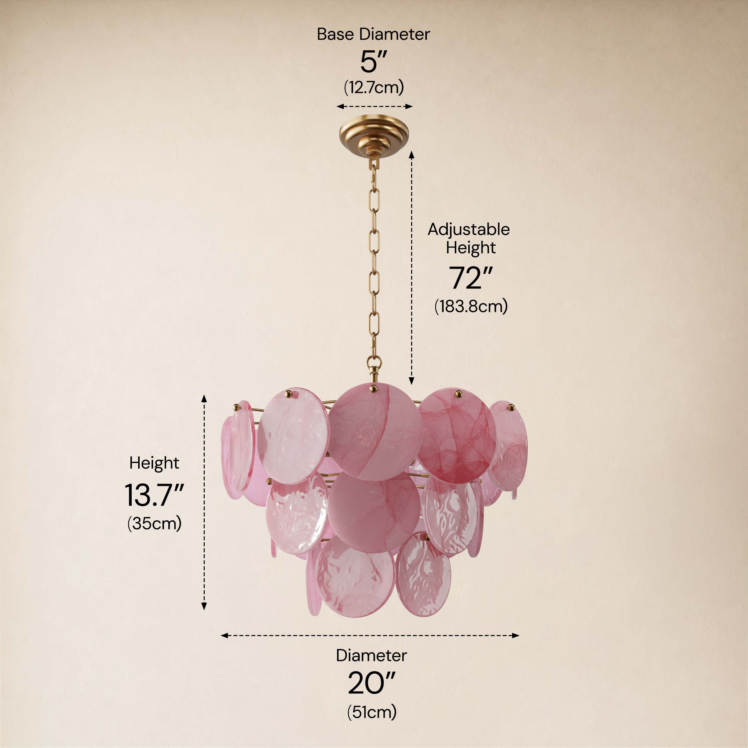 Auralis Pink Glass Disc Round Chandelier 20" 24" 31.5"D