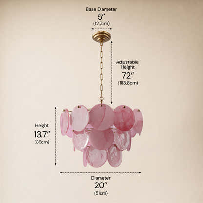 Auralis Pink Glass Disc Round Chandelier 20" 24" 31.5"D