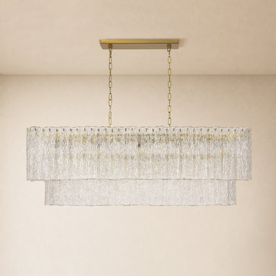 Aurellise Textured Glass Rectangular Chandelier 54"W