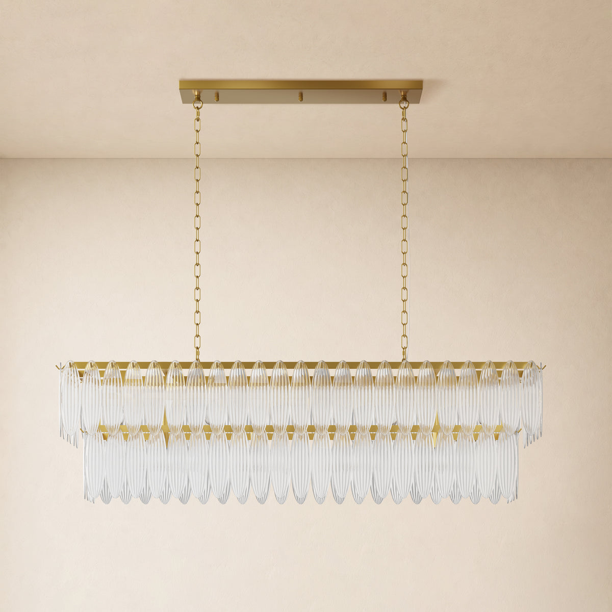 Ardelyne Crystal Leaf Linear Chandelier 48"-60"D 