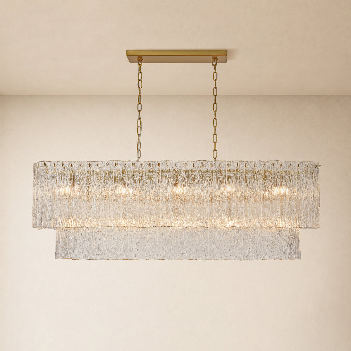 Aurellise Textured Glass Rectangular Chandelier 54"W 