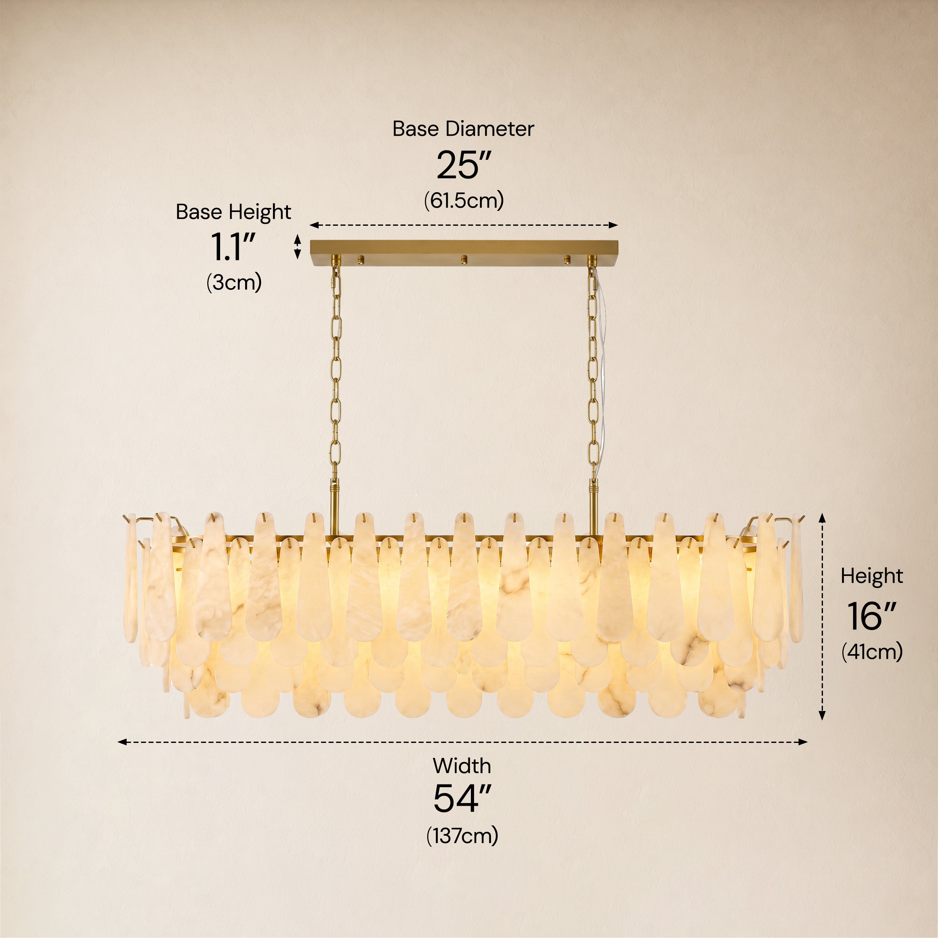 Caldera Alabaster Rectangular Custom Chandelier 54