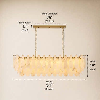 Caldera Alabaster Rectangular Custom Chandelier 54"W 72"W