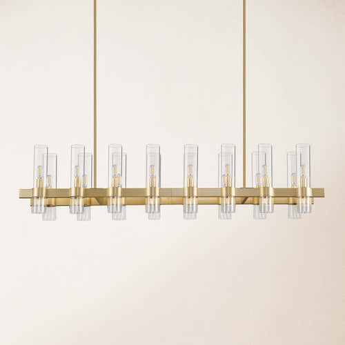 Cylora Glass Tube Rectangular Chandelier 54"W#Finish_Gold