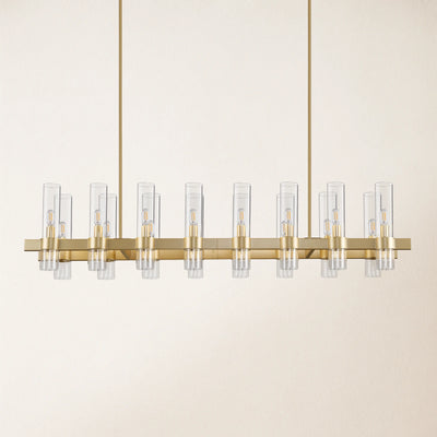 Cylora Glass Tube Rectangular Chandelier 54"W