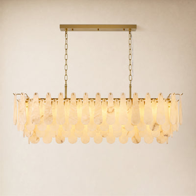 Caldera Alabaster Rectangular Custom Chandelier 54"W 72"W