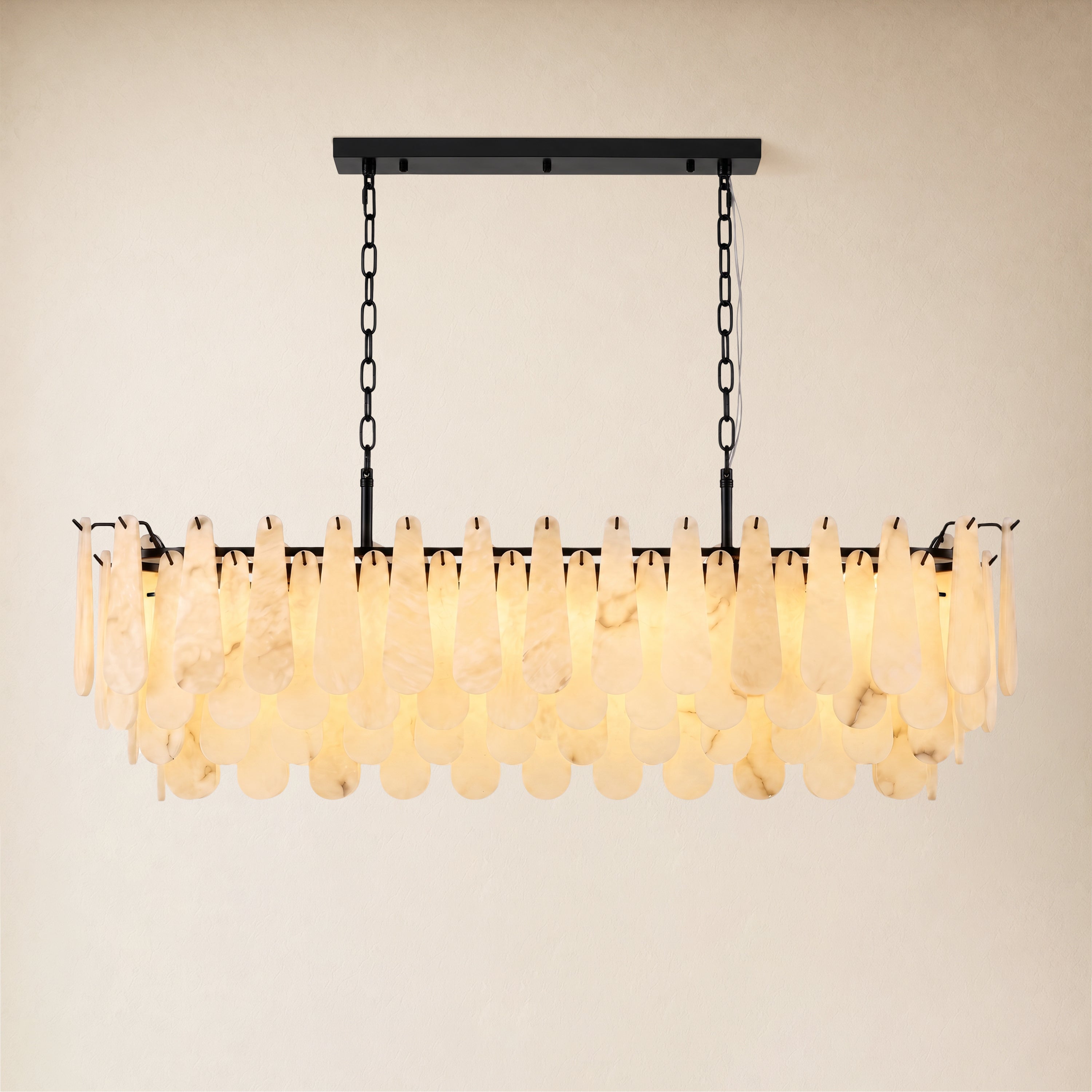 Caldera Alabaster Rectangular Custom Chandelier 54"W 72"W
