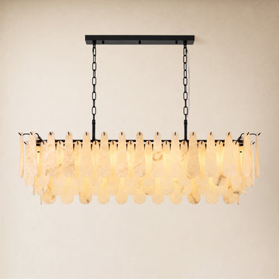 Caldera Alabaster Rectangular Custom Chandelier 54"W 72"W
