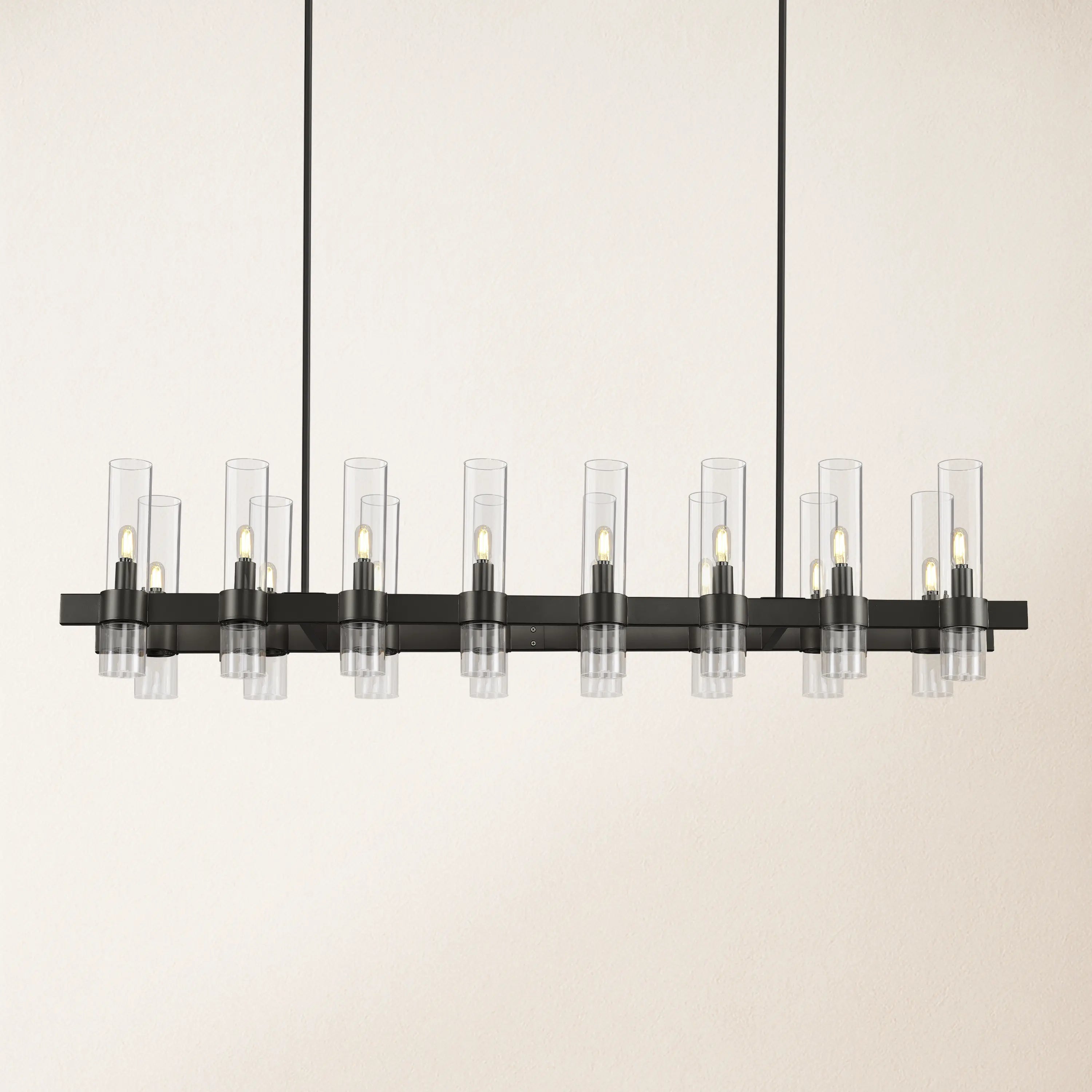Cylora Glass Tube Rectangular Chandelier 137cm
