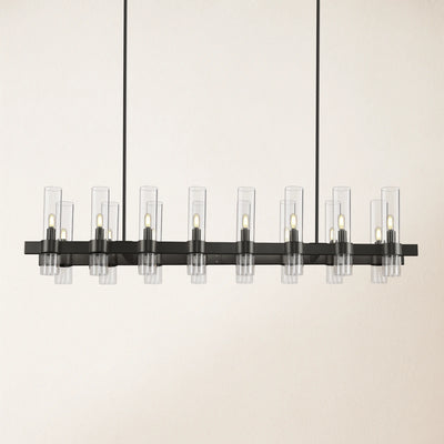 Cylora Glass Tube Rectangular Chandelier 54"W