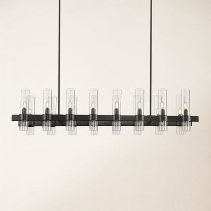 Cylora Glass Tube Rectangular Chandelier 137cm