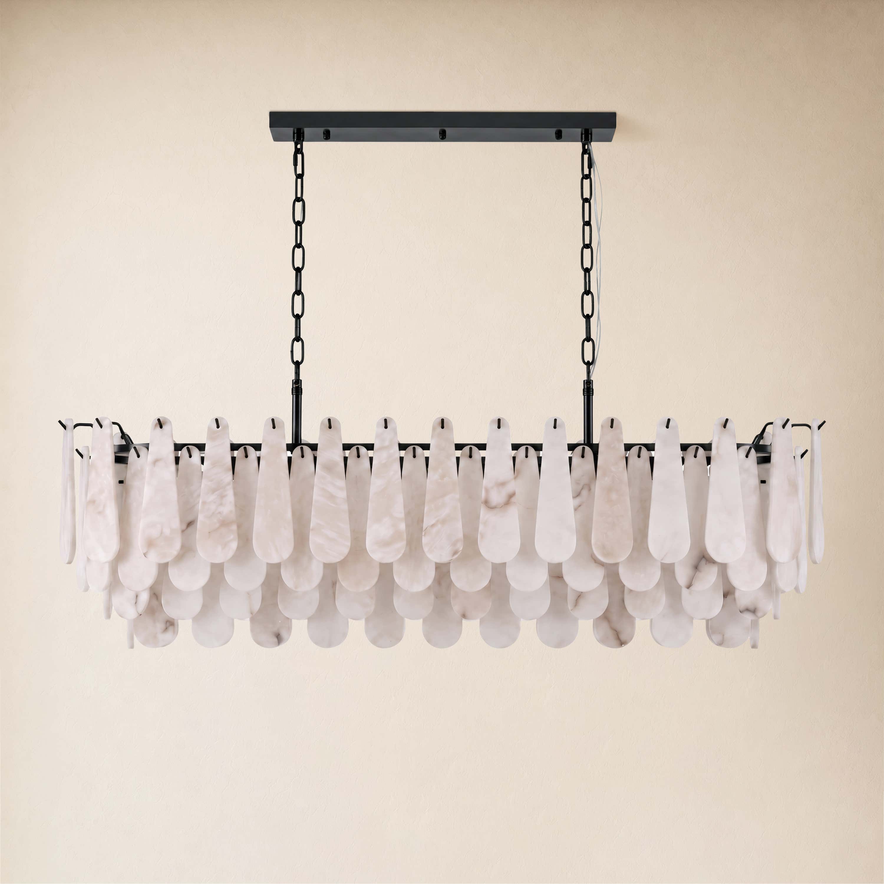 Caldera Alabaster Rectangular Custom Chandelier 54"W 72"W