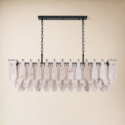 Caldera Alabaster Rectangular Custom Chandelier 54"W 72"W