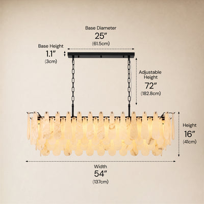 Caldera Alabaster Rectangular Custom Chandelier 54"W 72"W