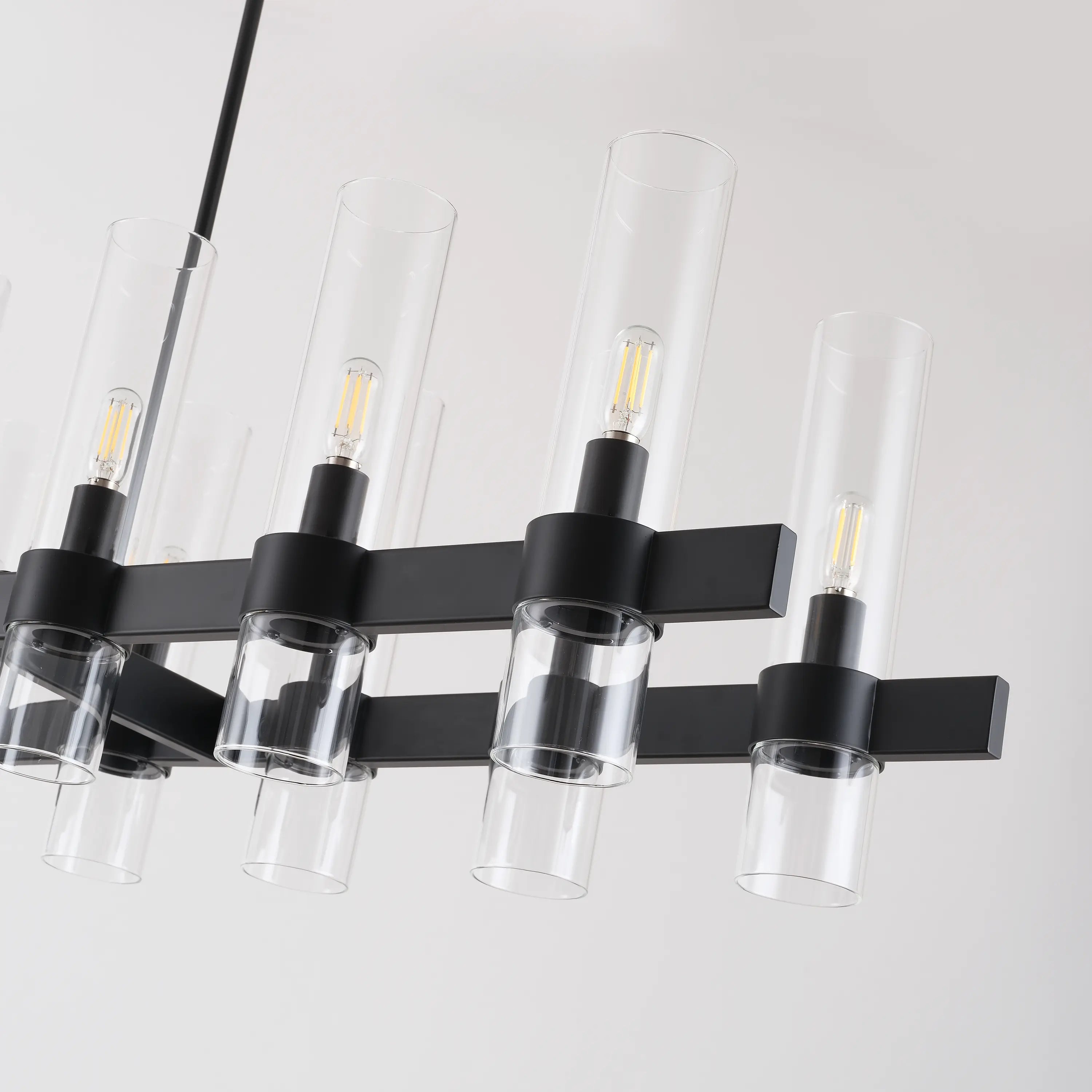 Cylora Glass Tube Rectangular Chandelier 137cm