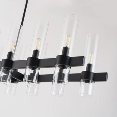 Cylora Glass Tube Rectangular Chandelier 54"W