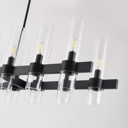 Cylora Glass Tube Rectangular Chandelier 137cm