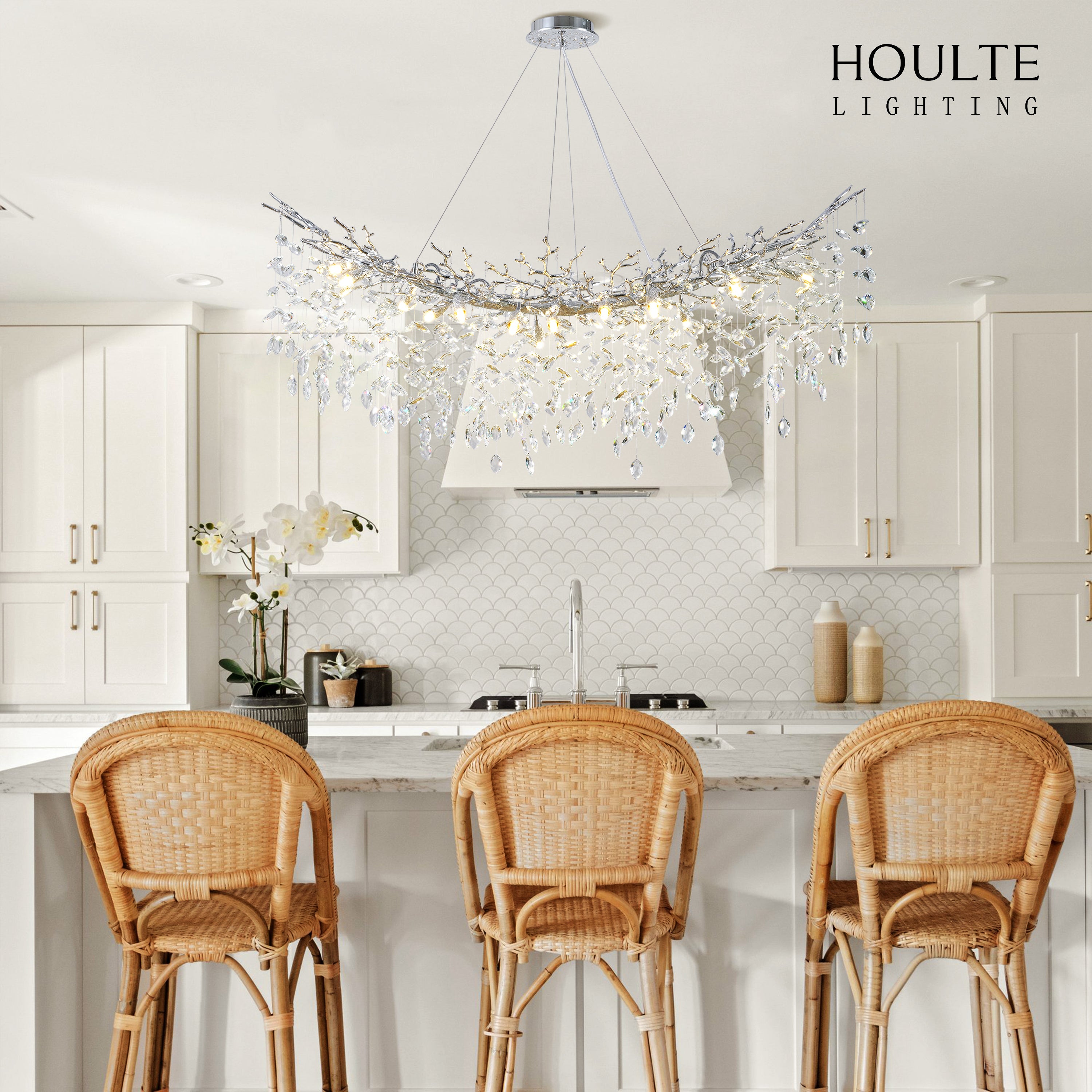 Frostleaf Crystal Cascade Tree Branch Linear Chandelier 140cm