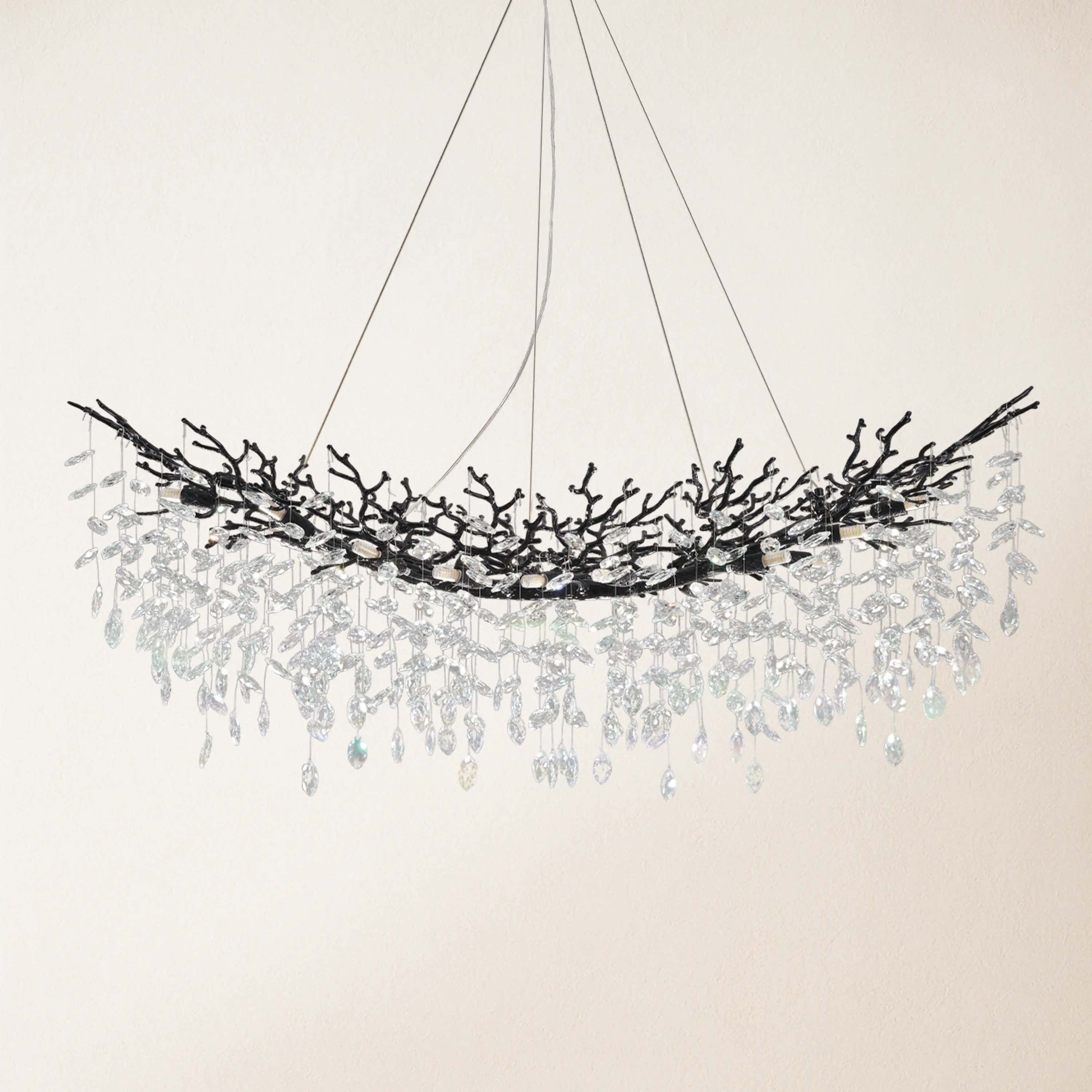 Frostleaf Crystal Cascade Tree Branch Linear Chandelier 140cm