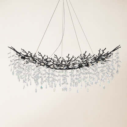 Frostleaf Crystal Cascade Tree Branch Linear Chandelier 140cm