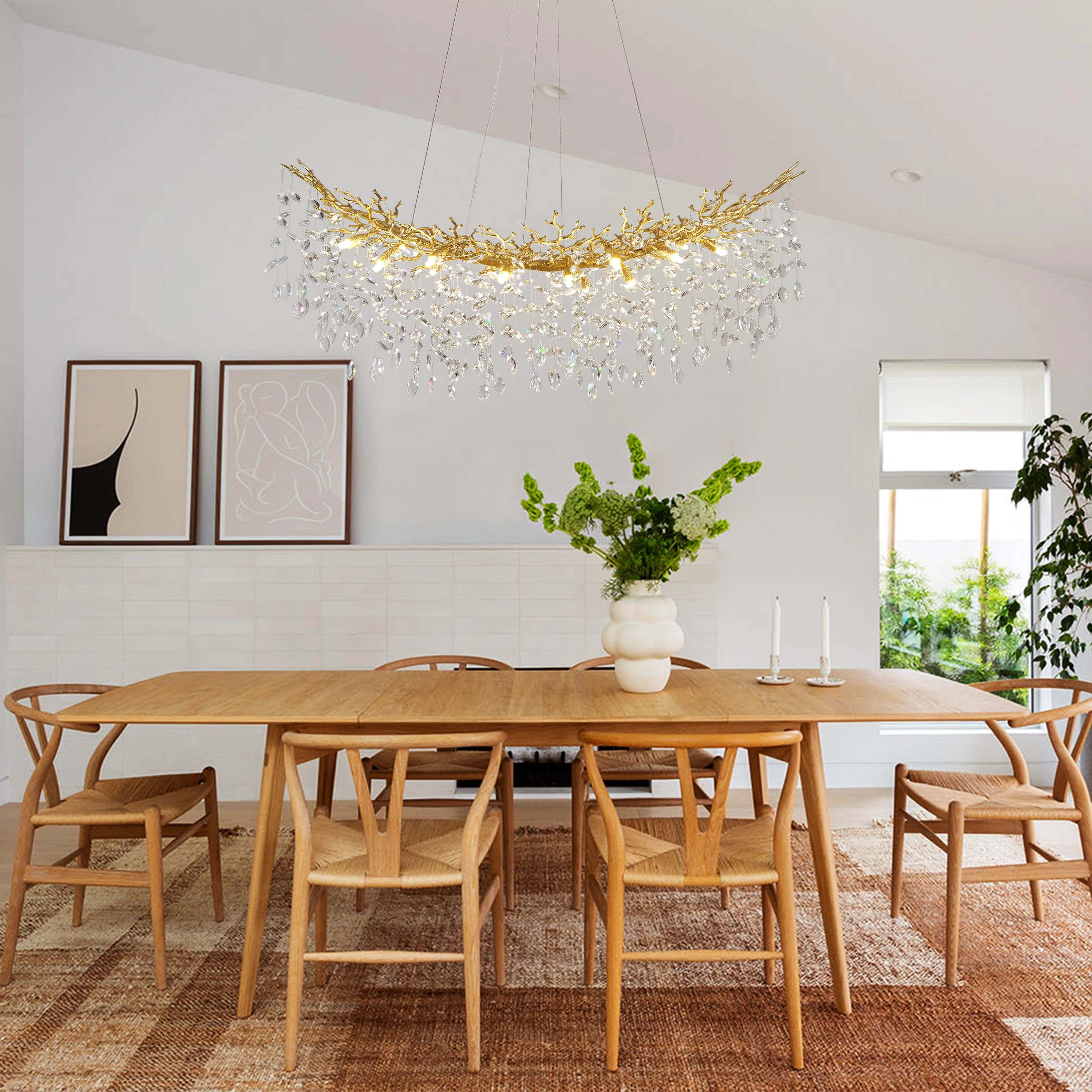 Frostleaf Crystal Cascade Tree Branch Linear Chandelier 140cm