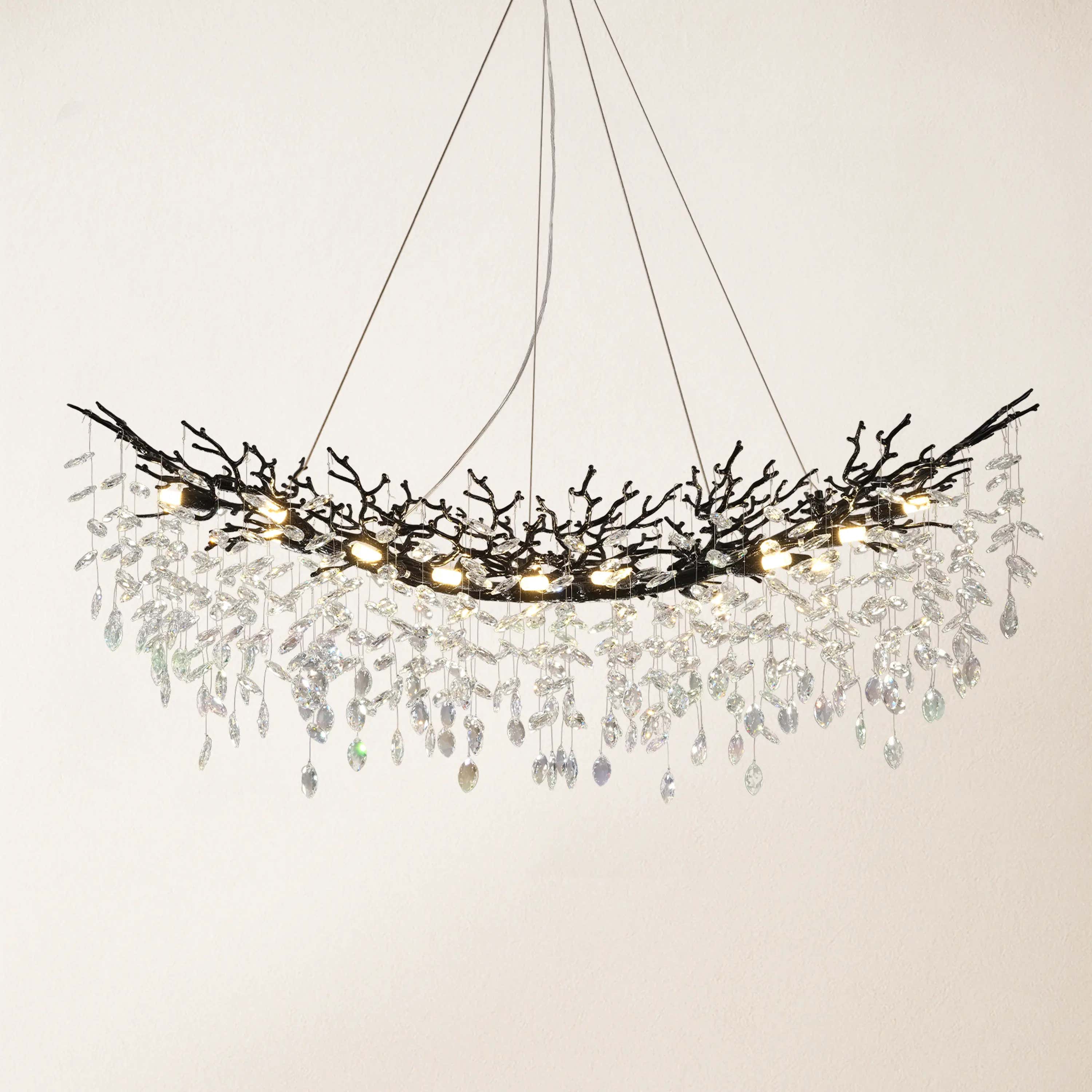 Frostleaf Crystal Cascade Tree Branch Linear Chandelier 140cm