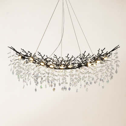 Frostleaf Crystal Cascade Tree Branch Linear Chandelier 140cm