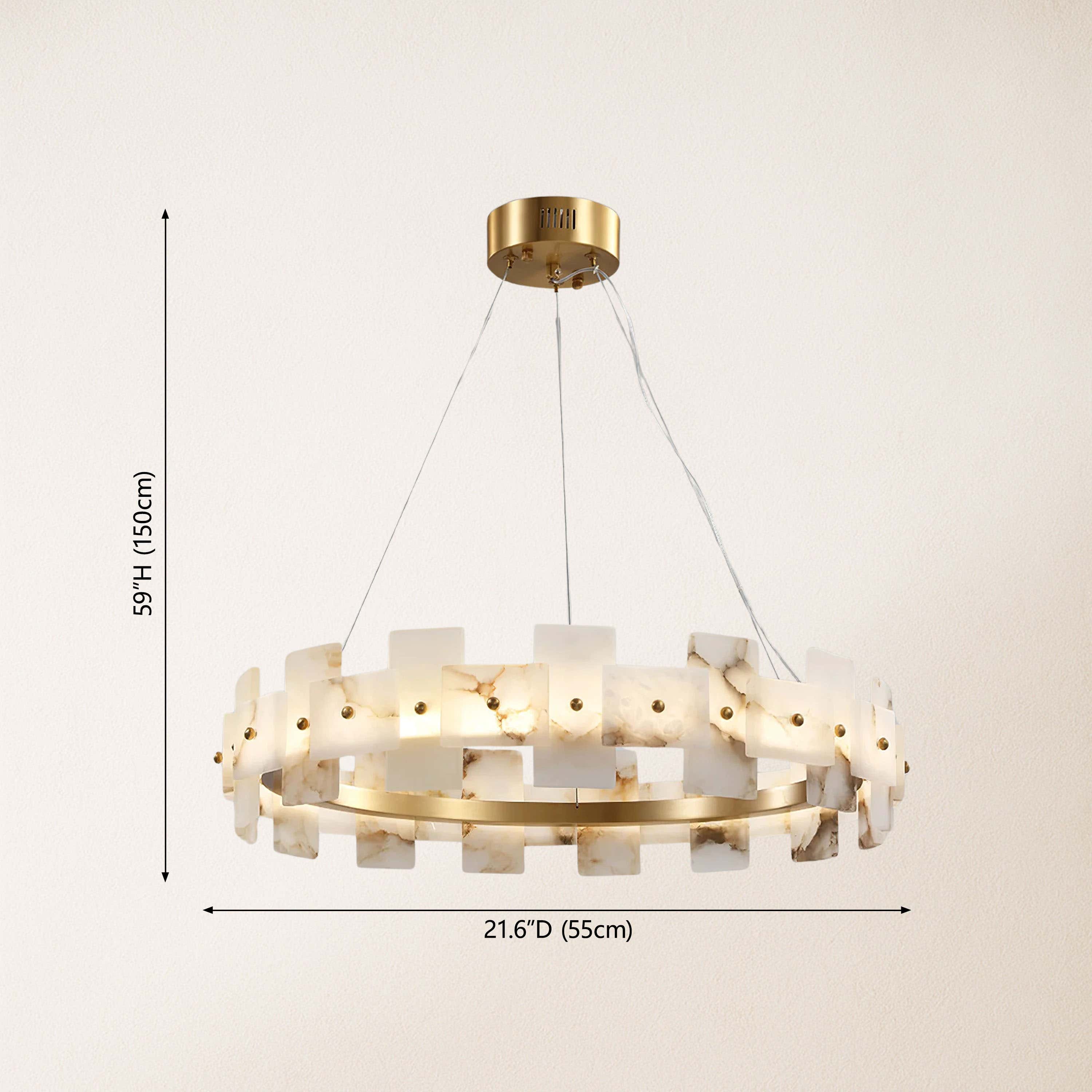 Calia Halo Alabaster Round Chandelier dimensions 2