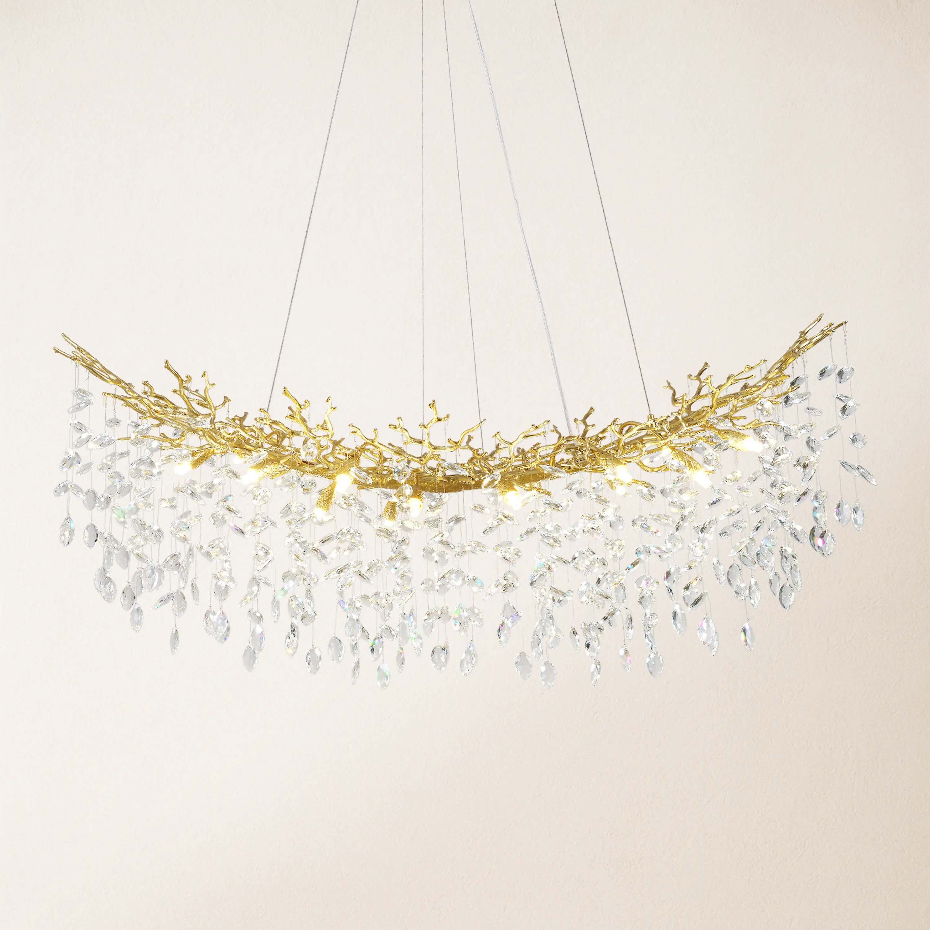 Frostleaf Crystal Cascade Tree Branch Linear Chandelier 140cm