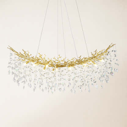 Frostleaf Crystal Cascade Tree Branch Linear Chandelier 140cm