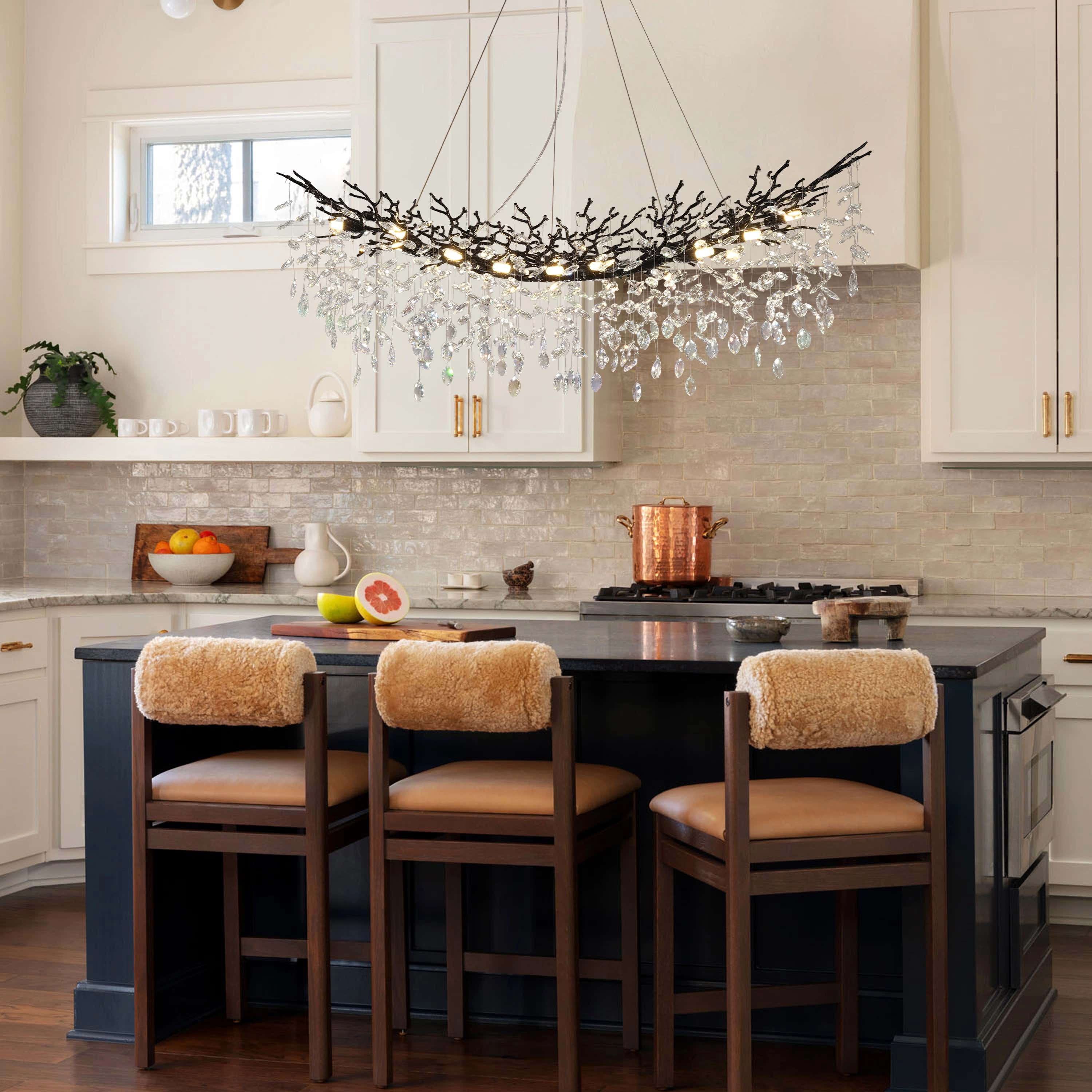 Frostleaf Crystal Cascade Tree Branch Linear Chandelier 140cm