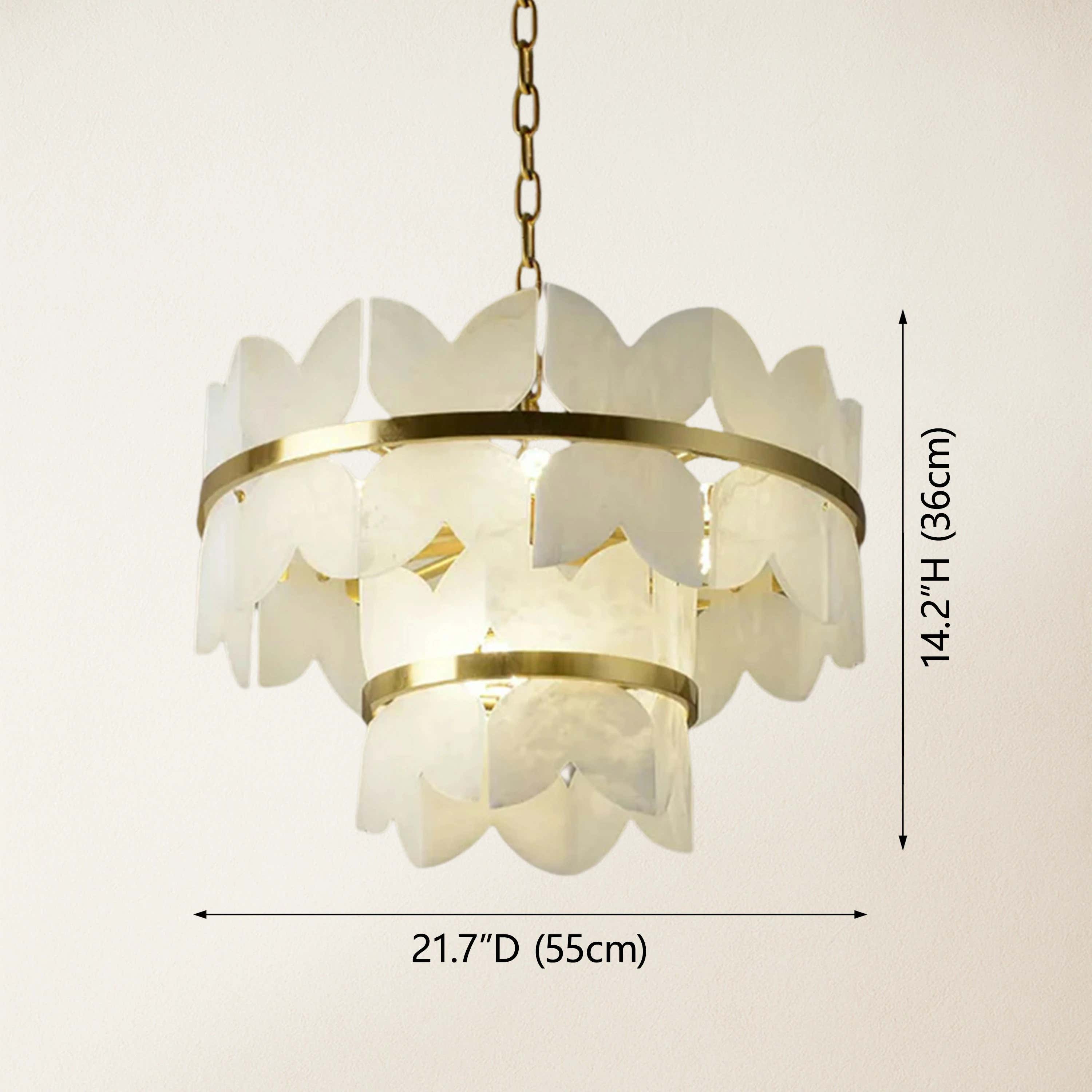 Cloudscape Alabaster Brass 2-Layer Chandelier 55cm D