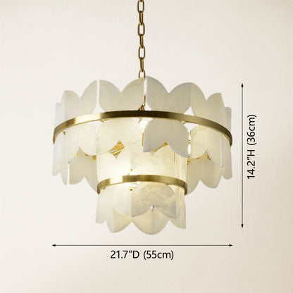 Cloudscape Alabaster Brass 2-Layer Chandelier 55cm D