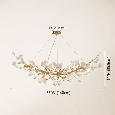 Twilight Branches Ceramic Glow Rectangular Chandelier 140cm L