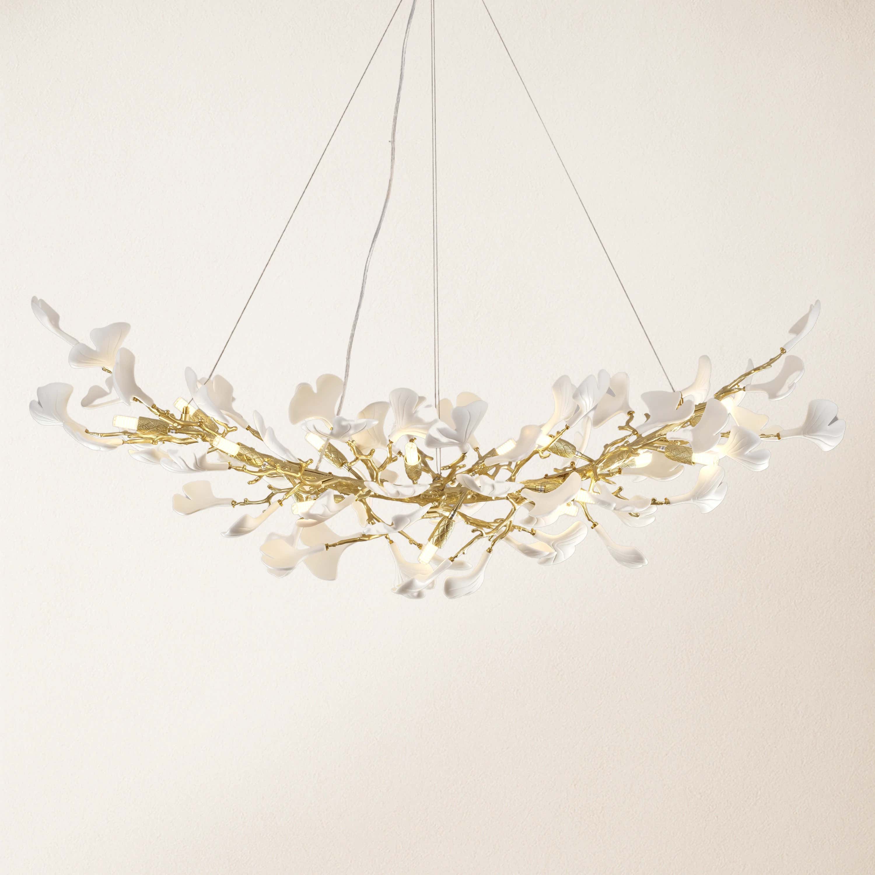 Twilight Branches Ceramic Glow Rectangular Chandelier 140cm L