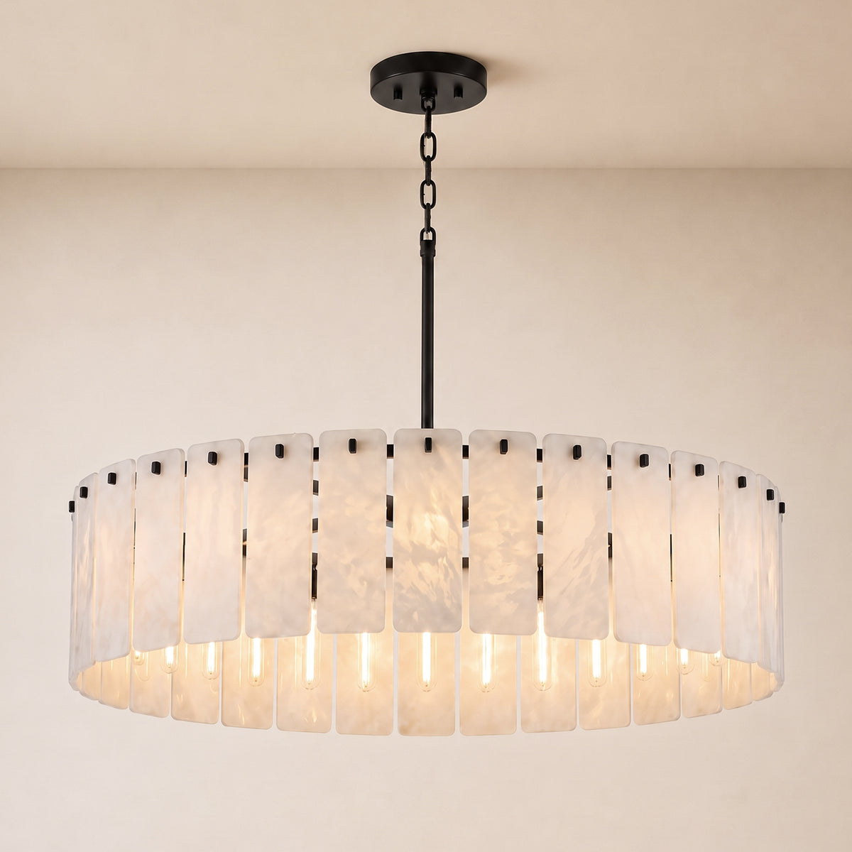 Lunara Alabaster Round Customize Chandelier 48"D 59"D