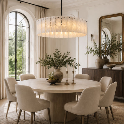 Lunara Alabaster Round Customize Chandelier 48"D 59"D