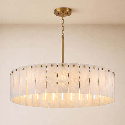 Lunara Alabaster Round Customize Chandelier 48"D 59"D