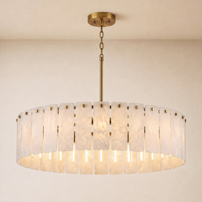 Lunara Alabaster Round Customize Chandelier 48"D 59"D