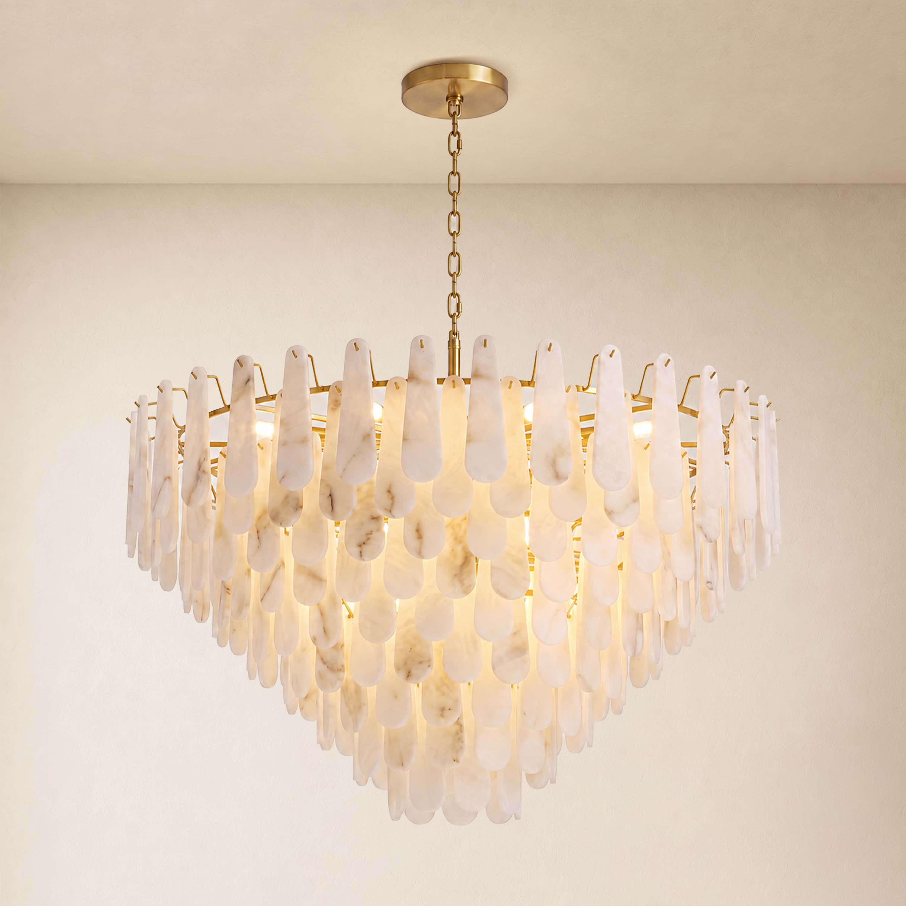 Caldera Alabaster Custom Round Chandelier 48"D 58"D