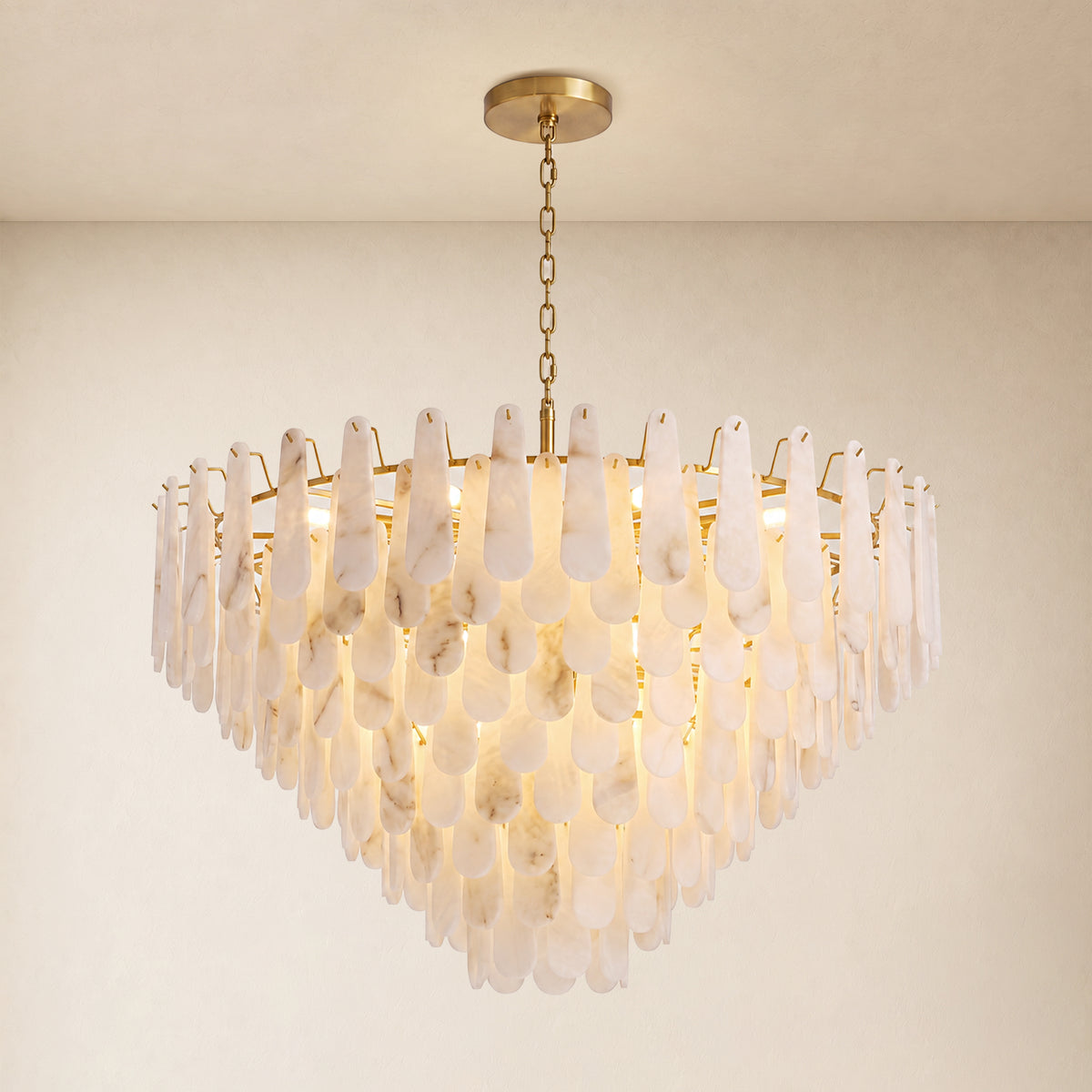 Caldera Alabaster Custom Round Chandelier 48"D 58"D