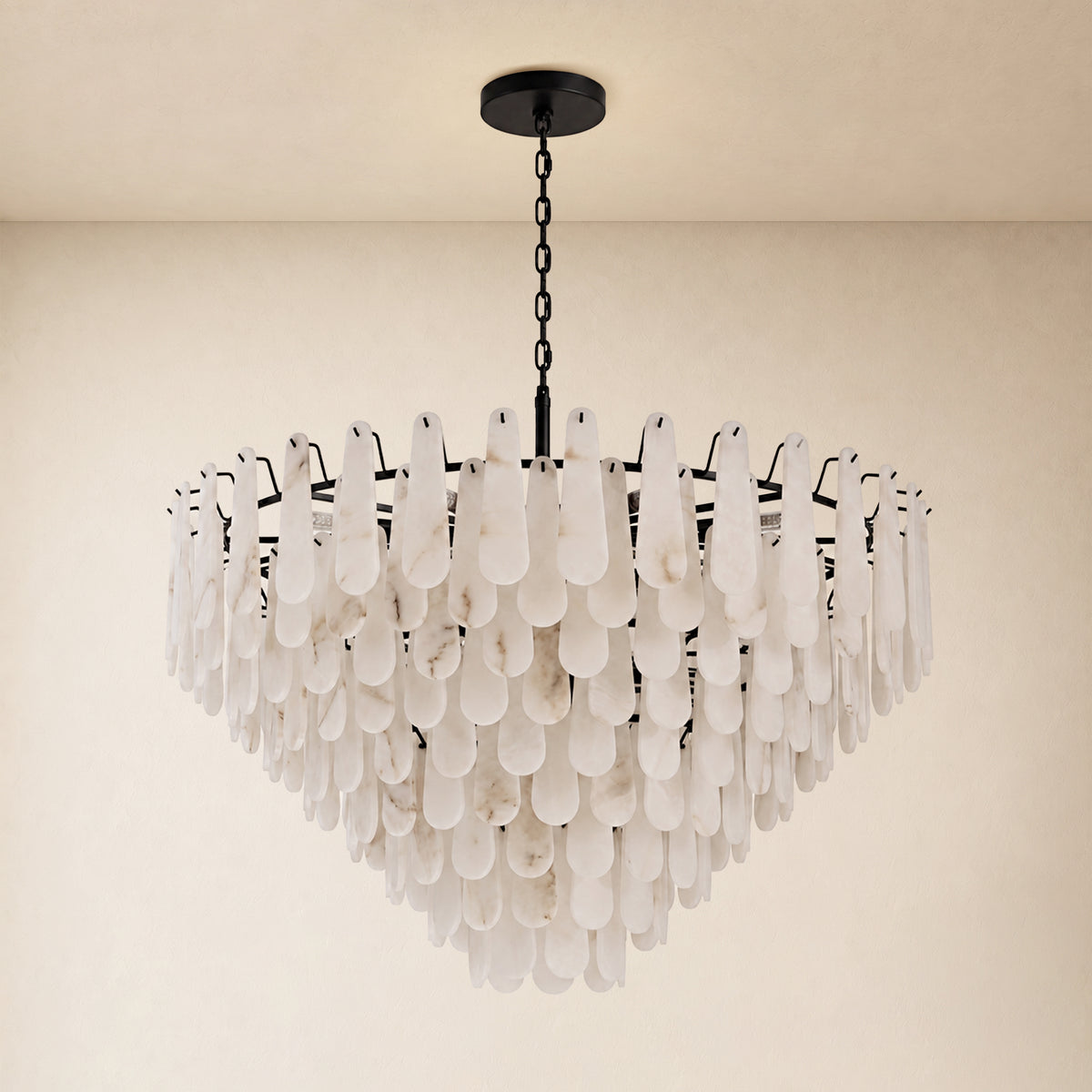 Caldera Alabaster Custom Round Chandelier 48"D 58"D