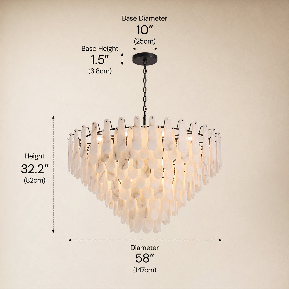 Caldera Alabaster Custom Round Chandelier 48"D 58"D