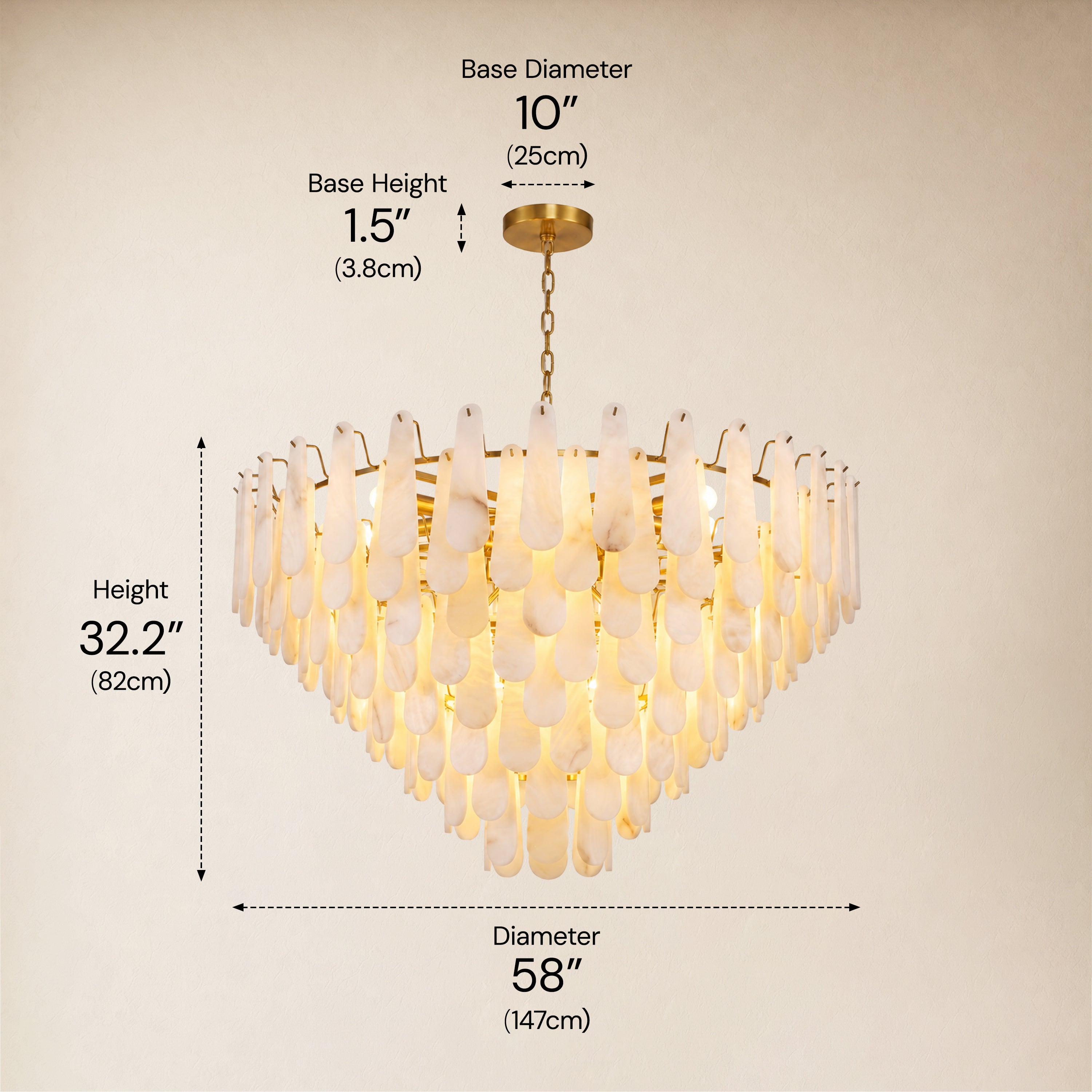 Caldera Alabaster Custom Round Chandelier 48"D 58"D
