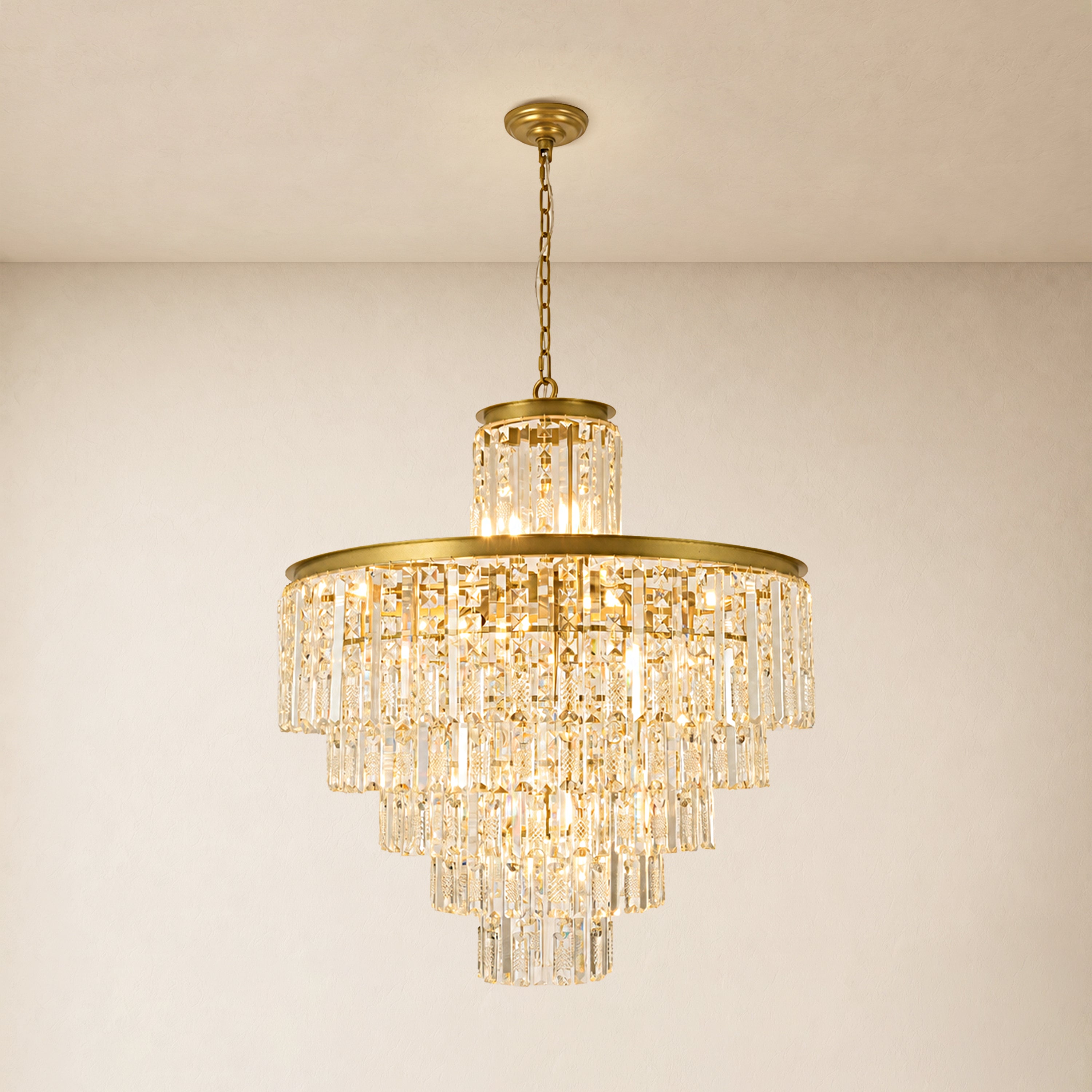 Lucentra Crystal Tiered Round Pendant 32"D